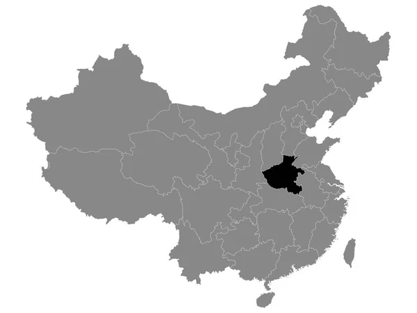 Black Location Map Chinese Province Henan Grey Map China — Διανυσματικό Αρχείο