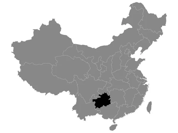 Carte Localisation Noire Province Chinoise Guizhou Dans Carte Grise Chine — Image vectorielle