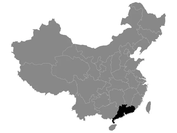 Black Location Map Chinese Province Guangdong Grey Χάρτης Της Κίνας — Διανυσματικό Αρχείο