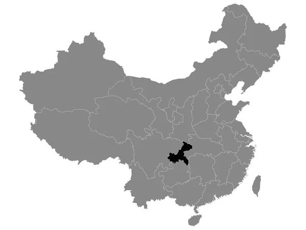 Carte Localisation Noire Municipalité Chinoise Chongqing Dans Carte Grise Chine — Image vectorielle