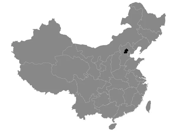 Black Location Map Chinese Municipality Beijing Grey Map China — стоковий вектор