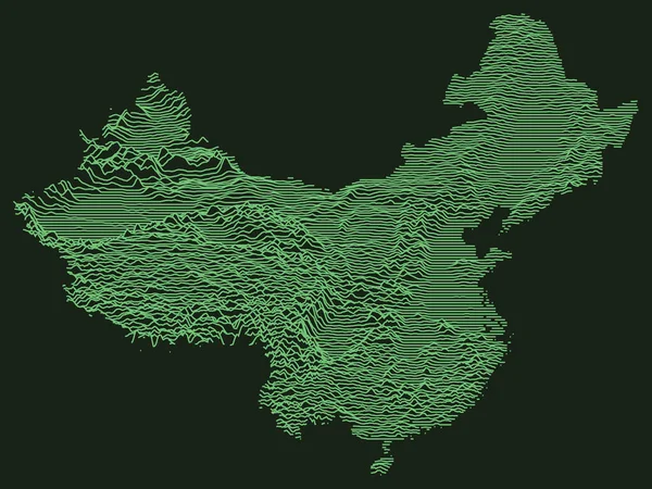 中国のアジア諸国の戦術軍事エメラルド3D地形図 — ストックベクタ