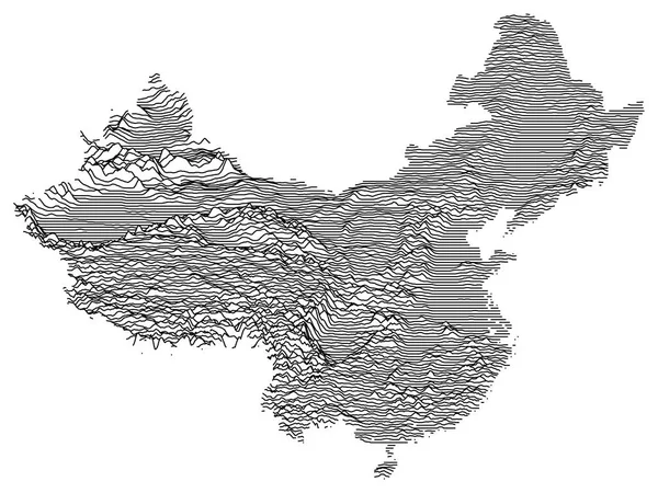 Gray Topography Map Asian Country China — Stock Vector