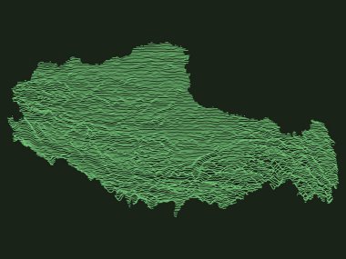 Çin 'in Tibet Özerk Bölgesinin Yeşil Taktik Askeri Tarzı 3D Topografik Haritası