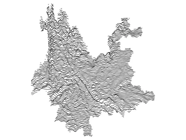 Mapa Topográfico Cinzento Província Chinesa Yunnan —  Vetores de Stock