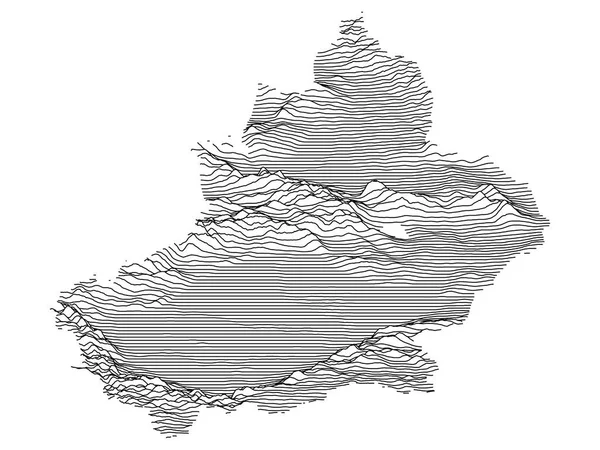 Серый Топографическая Карта Китайского Автономного Района Синьцзян Уйгур — стоковый вектор