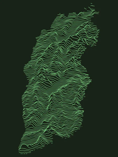 中国山西绿色战术军事风格3D地形图 — 图库矢量图片