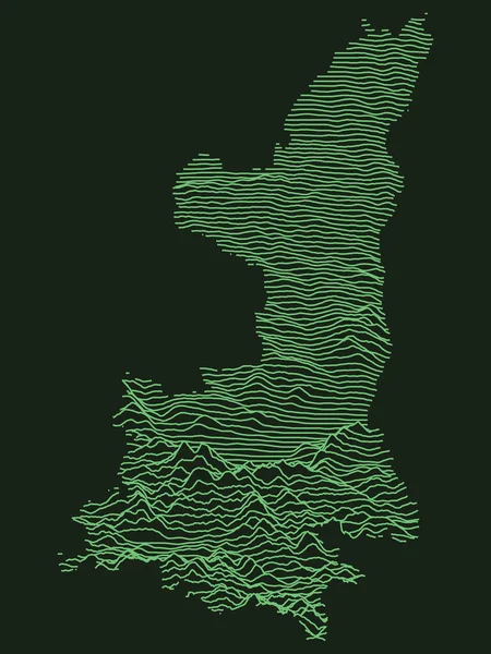Зеленый Тактический Военный Стиль Топографическая Карта Китайской Провинции Шэньси — стоковый вектор