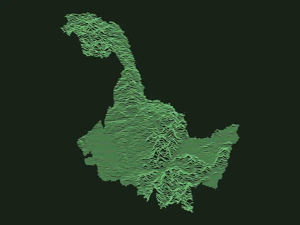 中国黑龙江省绿色战术军事风格3D地形图 — 图库矢量图片