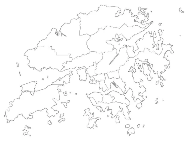 Hong Kong Különleges Közigazgatási Terület Kerületeinek Fehér Földrajzi Lapos Térképe — Stock Vector