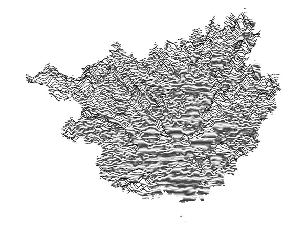 広西チワン族自治区のグレー地形3D地図 — ストックベクタ