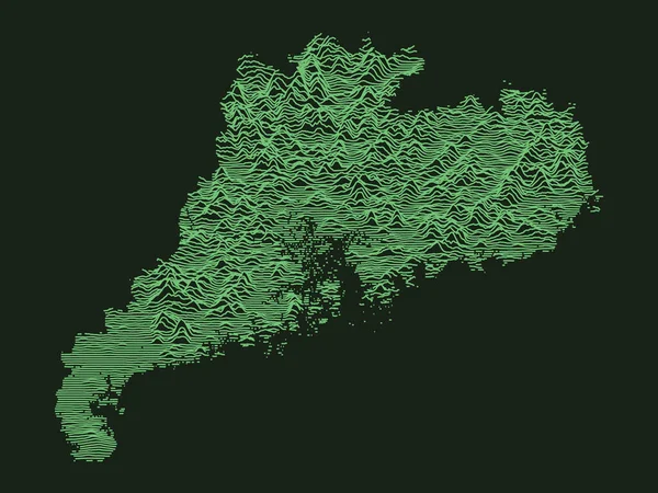 Estilo Militar Tático Verde Mapa Topográfico Província Chinesa Guangdong —  Vetores de Stock