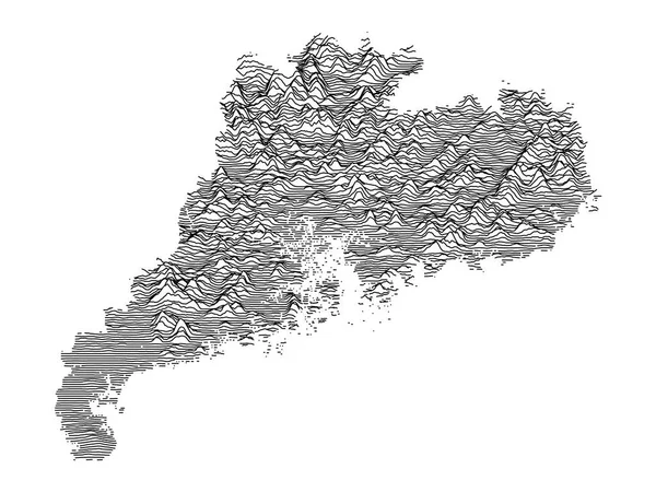 Grey Topographic Map Chinese Province Guangdong — 스톡 벡터