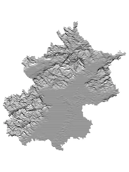 Grey Topographic Map Chinese Municipality Beijing — Stock Vector