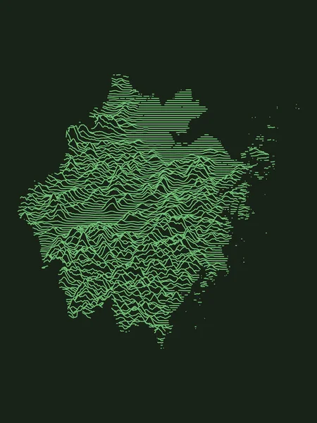 Zelený Taktický Vojenský Styl Topografická Mapa Čínské Provincie Zhejiang — Stockový vektor