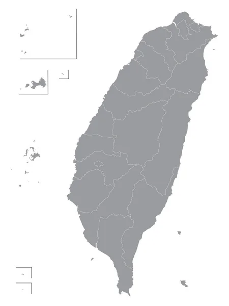 Flat Gray Map Taiwan Administrative Division — 스톡 벡터