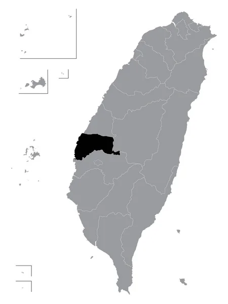 Mapa Ubicación Negro Del Condado Taiwanés Yunlin Mapa Gris Taiwán — Vector de stock