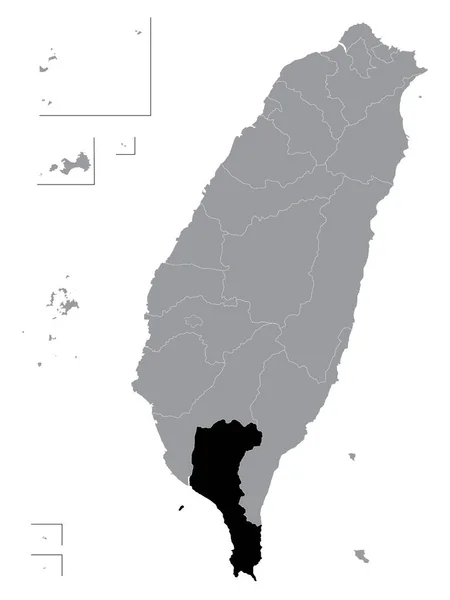 타이완의 Pingtung County Pingtung Grey Map Taiwan Roc Republic China — 스톡 벡터