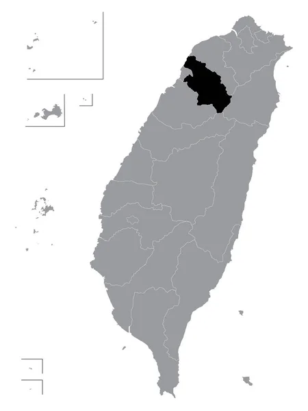 Mapa Ubicación Negro Del Condado Taiwanés Hsinchu Mapa Gris Taiwán — Vector de stock