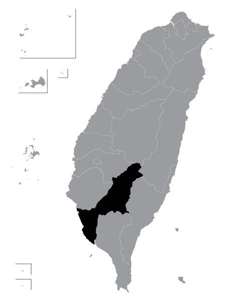 Black Location Map Taiwanese Special Municipality Kaohsiung Grey Map Taiwan — Stockový vektor