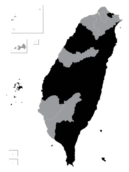 Czarna Mapa Lokalizacji Tajwańskiej Prowincji Tajwan Obrębie Szarej Mapy Tajwanu — Wektor stockowy
