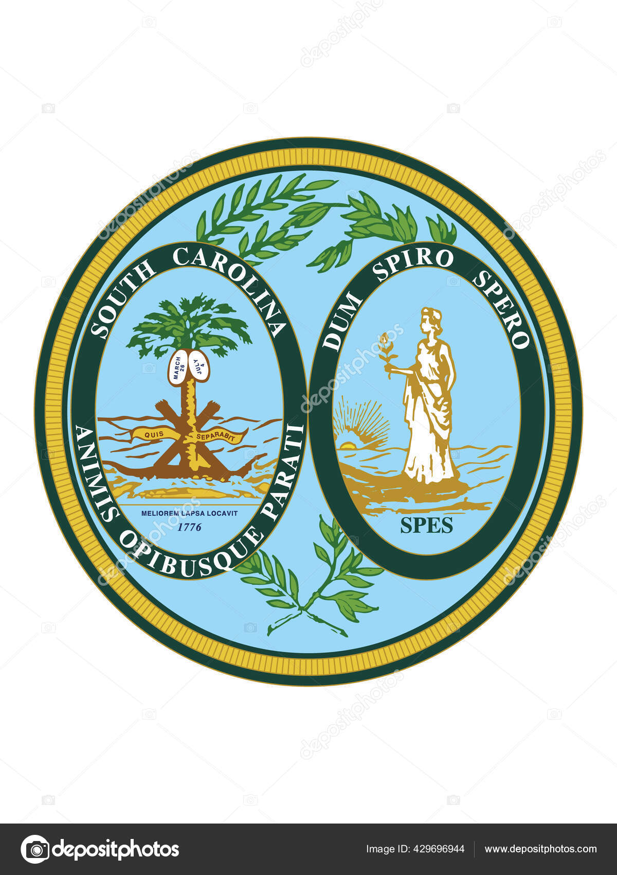 Great Seal Federal State South Carolina Palmetto State Stock Vector by
