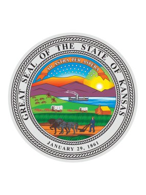 Great Seal of US Federal State of Kansas (The Sunflower State) clipart