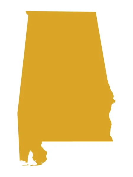 Golden Map Federal State Alabama Den Yellowhammer State — Stock vektor