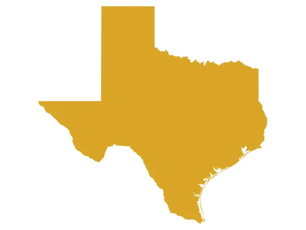 Goldene Karte Des Bundesstaates Texas Lone Star State — Stockvektor