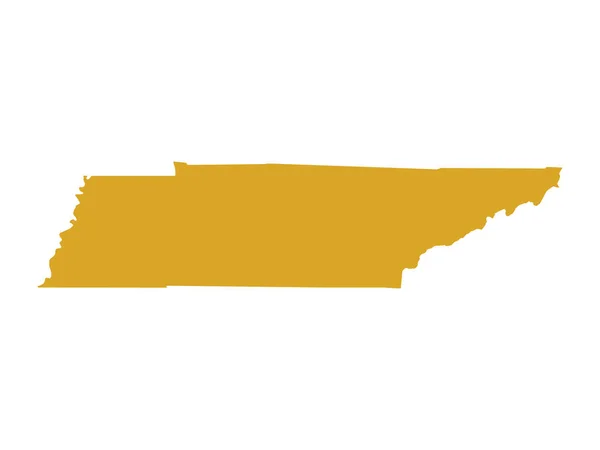 Mapa Dorado Del Estado Federal Tennessee Estados Unidos — Vector de stock