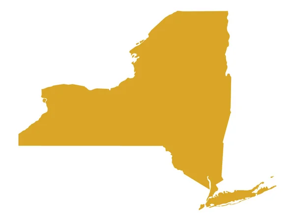 Carte Dorée État Fédéral Américain New York Empire State — Image vectorielle