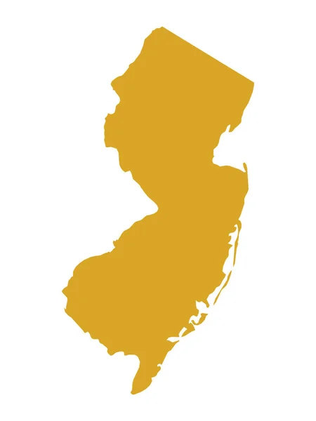 Mapa Dorado Del Estado Federal Nueva Jersey Garden State — Vector de stock