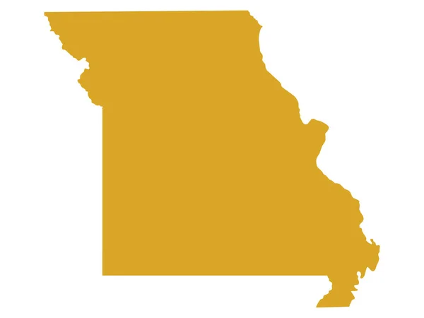 Golden Map Van Amerikaanse Federale Staat Missouri Show State — Stockvector