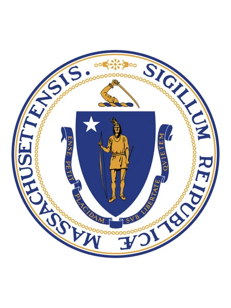 Velká Pečeť Amerického Federálního Státu Massachusetts Pilgrim State — Stockový vektor