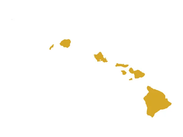 Mappa Oro Dello Stato Federale Delle Hawaii Stato Aloha — Vettoriale Stock