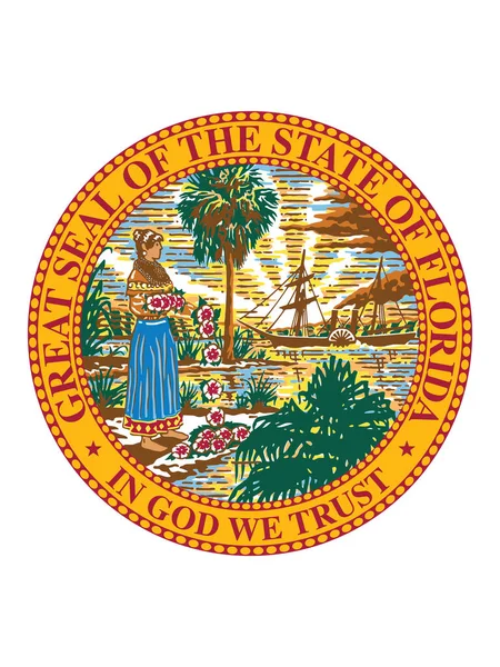 Great Seal Federal State Florida Sunshine State — Stock Vector