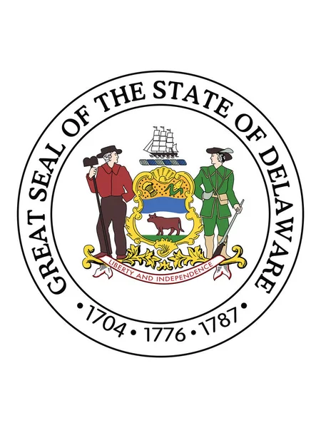 Gran Sello Del Estado Federal Delaware Primer Estado — Vector de stock