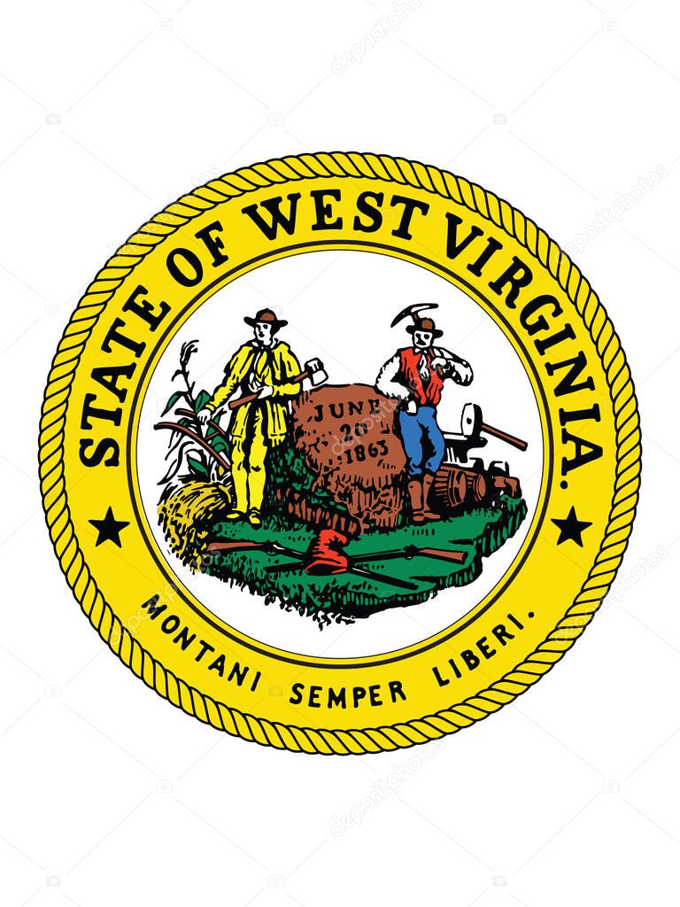 Great Seal of US Federal State of West Virginia (The Mountain State)