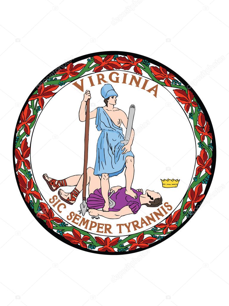 Great Seal of US Federal State of Virginia (Old Dominion, Mother of Presidents)
