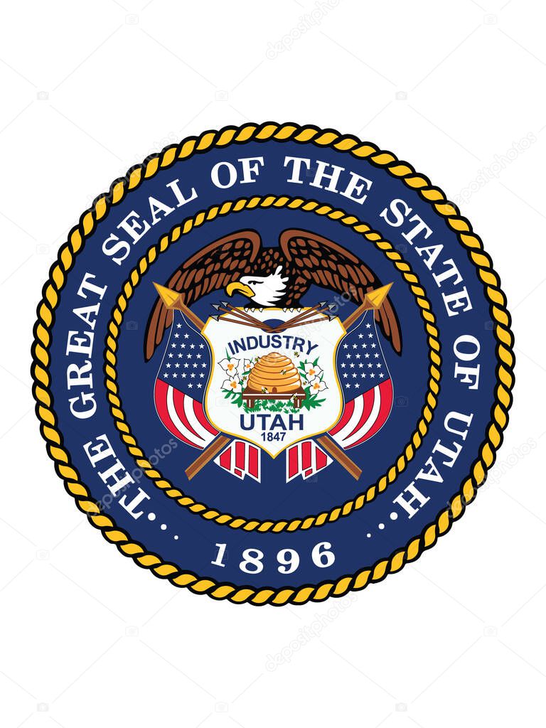 Great Seal of US Federal State of Utah (The Beehive State)