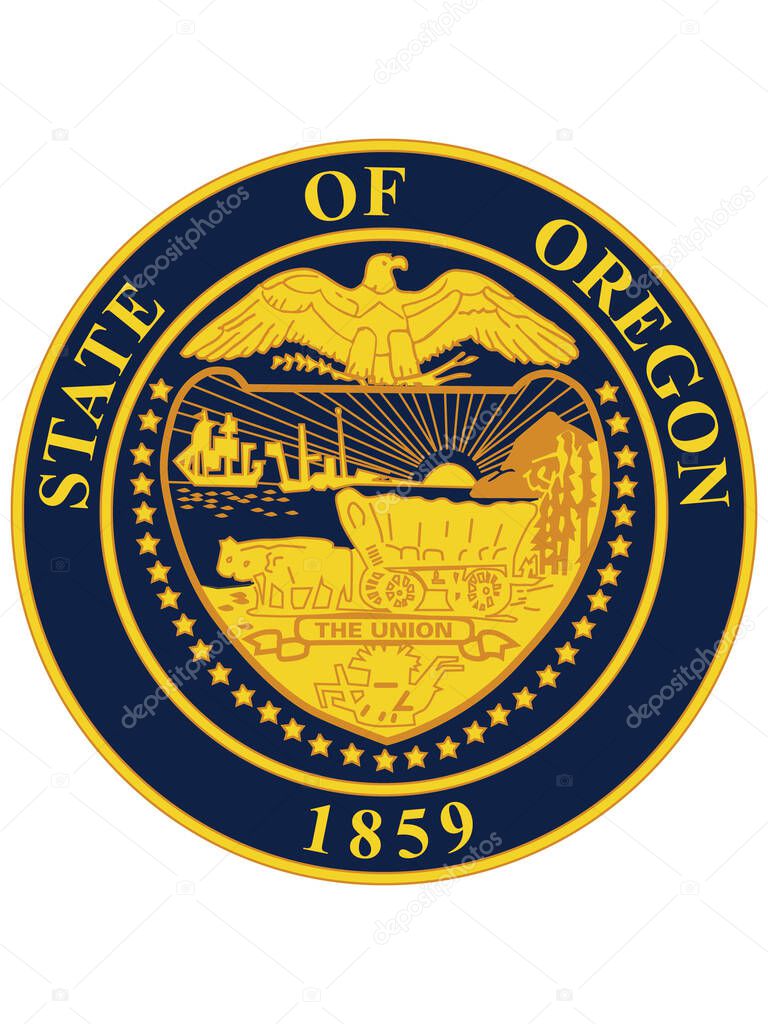 Great Seal of US Federal State of Oregon (The Beaver State)