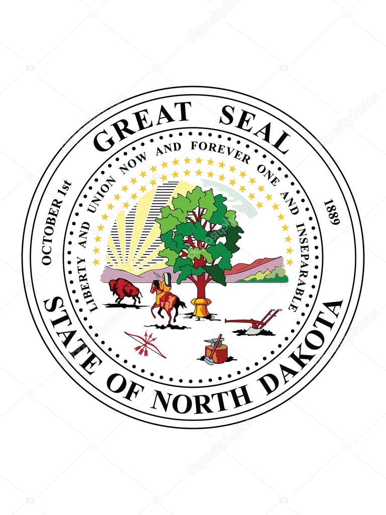 Great Seal of US Federal State of North Dakota (The Peace Garden State)