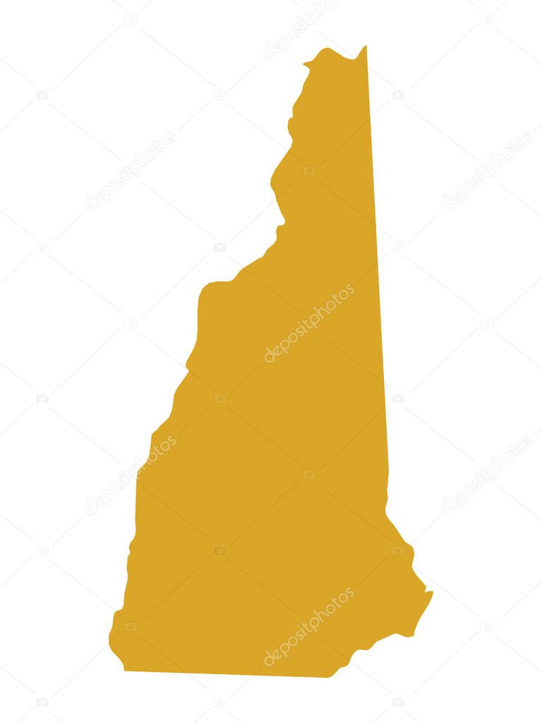 Golden Map of US Federal State of New Hampshire (The Granite State)