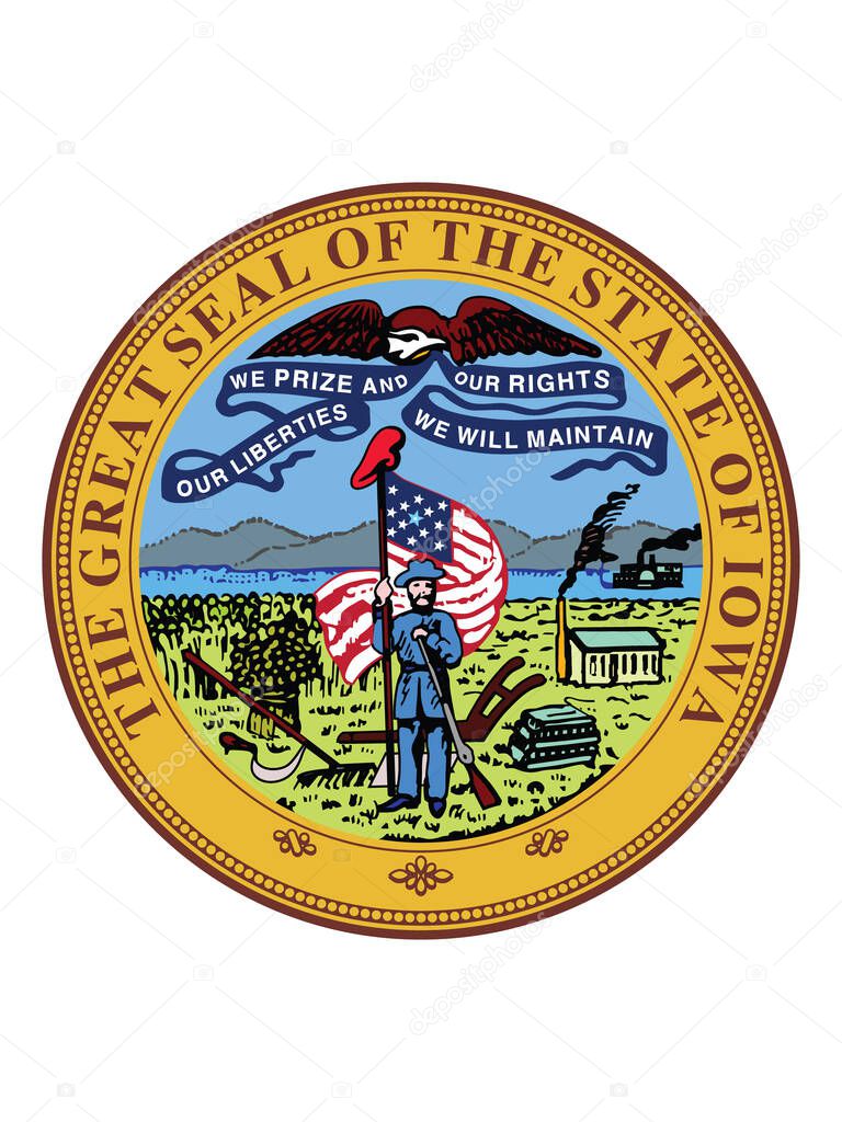 Great Seal of US Federal State of Iowa (The Hawkeye State)