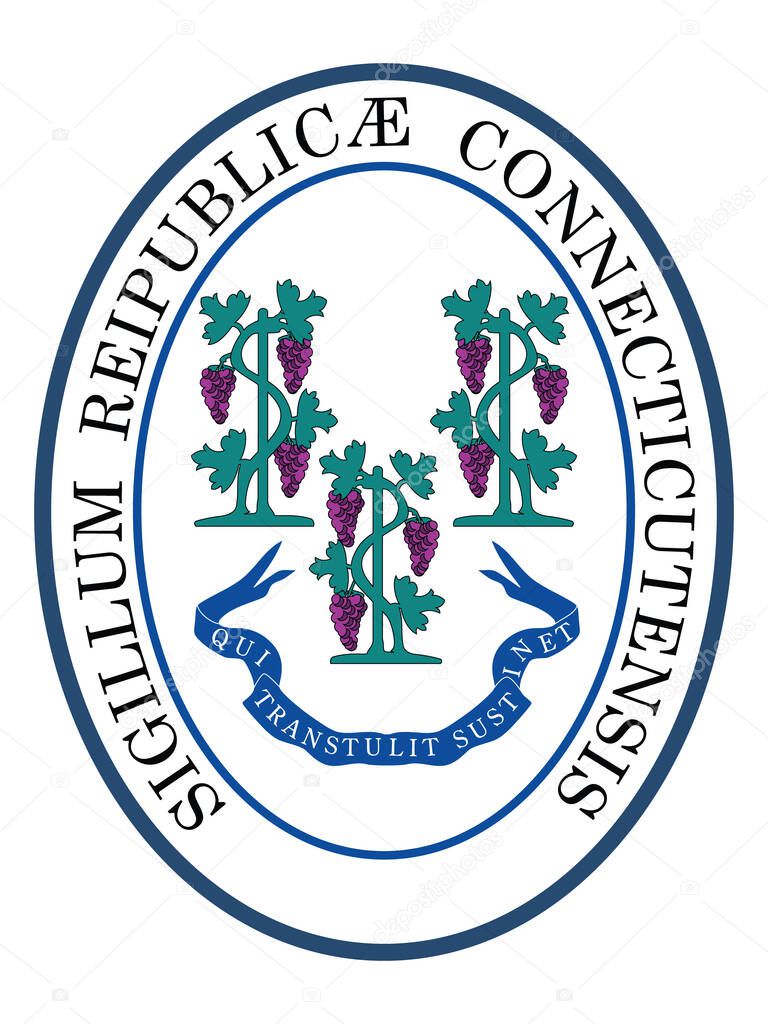 Great Seal of US Federal State of Connecticut (The Constitution State)