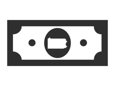 Amerika Birleşik Devletleri Pennsylvania Eyaleti Siyah ve Beyaz ABD Dolar Tasarısı Haritası