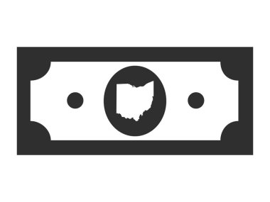 ABD Federal Ohio Haritası Siyah ve Beyaz Birleşik Devletler Dolar Bill