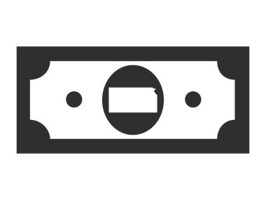 Birleşik Devletler Federal Kansas Haritası Siyah ve Beyaz Amerika Birleşik Devletleri Dolar Bill