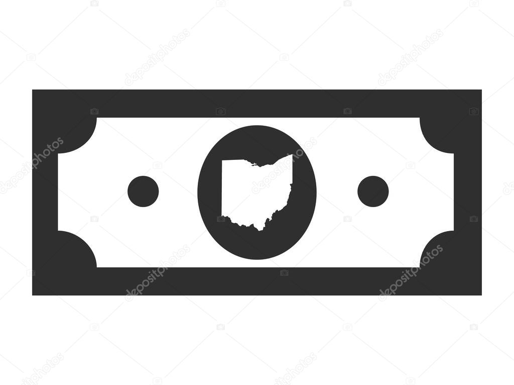 United States Federal Map of Ohio within Black and White United States Dollar Bill