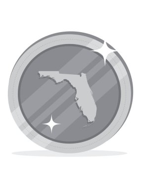 Amerika Birleşik Devletleri Florida Federal Haritası 3 boyutlu ABD Gümüş Parası
